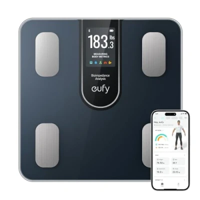 Imagen de eufy báscula de baño inteligente C20, digital grasa corporal, pantalla TFT grande, Bluetooth, 16 lecturas peso, IMC, etc., multimodos, alta precisión