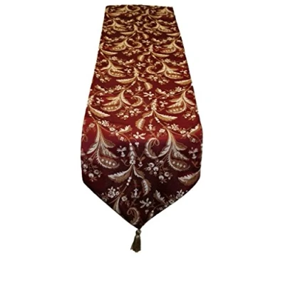 Imagen de Violet Linen Decorative Luxury Damask Vintage Design Camino de Mesa, Granate, 13&quot; x 90&quot;
