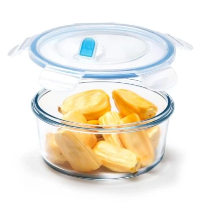 Imagen de NUTRIUPS Recipientes pequeños herméticos de vidrio para almacenamiento alimentos con tapas, juego redondo alimentos, sin BPA, preparación comidas, viajes, congelador,