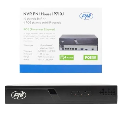 Imagen de NVR PoE PNI House IP710J, 10 Canales 4K 8MP, 4 y 6 IP, Negro