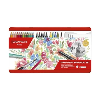 Imagen de Caran d`Ache Mixed Media Botanical 3000.123 Juego de 24 piezas en estuche metálico