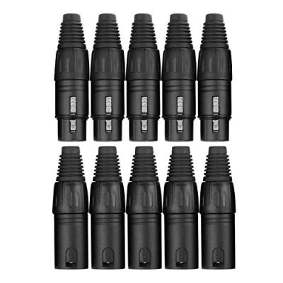 Imagen de Pronomic set de clavijas XLR hembra/macho 2x5 piezas negro