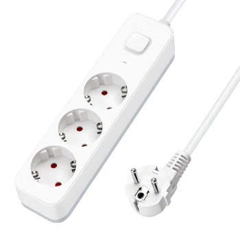 Imagen de Aigostar Regleta Enchufes, Alargador Enchufe de 3 Enchufes con Interruptor, Cable 5 Metros, Blanco