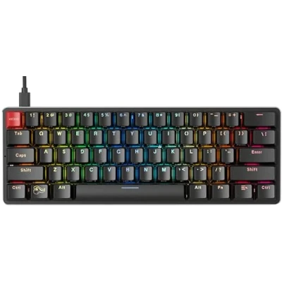 Imagen de Glorious Gaming GMMK Compact (60%) Teclado mecánico, switches Gateron Brown (táctiles), keycaps Dobles, RGB, Personalizable, al 60%, distribuciones QWERTY Estadounidense Negro