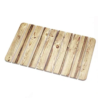 Imagen de Alfombra de baño diatomita antideslizante Tierra Diatomea Secado rápido Ecológica y ecorresponsable Enrollable Para el baño, la ducha, bañera 60 X 39 cm Color madera