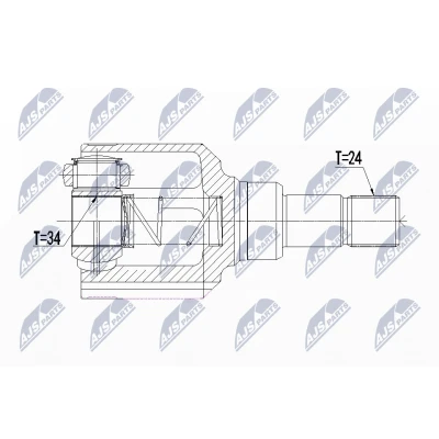 Imagen de NTY NPW PE 050 Junta Homocinética Caja de cambios manual Eje delantero, derecha CITROËN: Berlingo, PEUGEOT: 308 SW 2