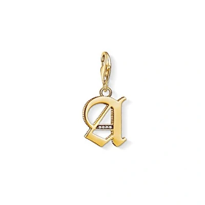 Imagen de Thomas Sabo Colgante de Mujer, Plata Ley 925 con Circonitas Blancas, Dorado, 6 cm, Letra A