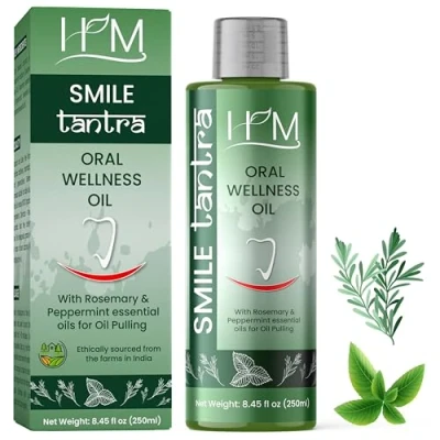 Imagen de Happy Moms Smile Tantra Oil Pulling con aceites esenciales de romero y menta para la salud bucal, dientes encías saludables, enjuague bucal sin alcohol, blanqueamiento dental, ayuda