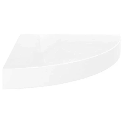 Imagen de vidaXL Estante Flotante de Esquina Repisa Colgante Estantería Tablero CD Libros Decoración Coleccionables Fotos Blanco con Brillo MDF 25x25x3,8 cm