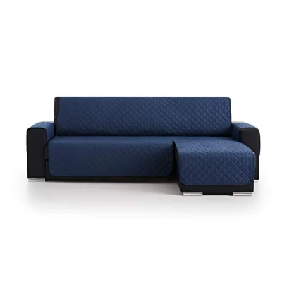 Imagen de S &amp; T Funda Cubre Sofá Chaise Longue Acolchado Antiácaros Protector Manchas Fabricado en España Poliéster 100% (Chaise 240, Azul)