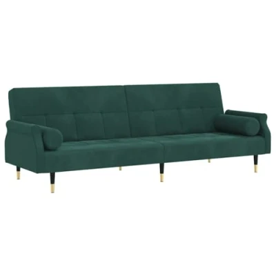 Imagen de vidaXL Sofá Cama con Cojines Terciopelo Verde Oscuro