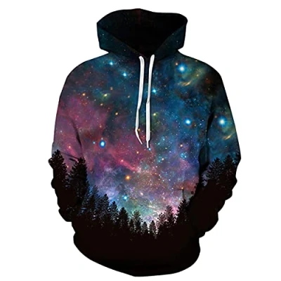 Imagen de Sudaderas con Capucha Unisex Estampado de Galaxias Paisaje para Mujer Sudadera Digital 3D Jersey Manga Larga Bolsillos