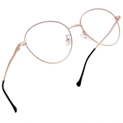 Imagen de Joopin Gafas Luz Azul Mujer y Hombre para Ordenador Lentes Antireflejantes con Filtro de sin Graduación Marco Metal Rosa