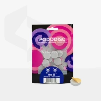 Imagen de STALEKS PRO Pododisco 50 Discos abrasivos adhesivos con base soft de 20 mm (Talla M) para torno uñas. Especial pedicuras (Buffer Pulidor)