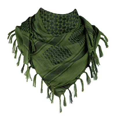 Imagen de FREE SOLDIER Bufanda Militar Shemagh Tactical Desert Keffiyeh de Cuello con Cabeza árabe Borla 43x43 Pulgadas,Verde