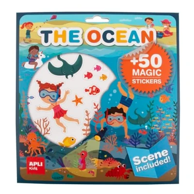 Imagen de APLI Kids 19375 Juego de Pegatinas Removibles con Escenario para niños a Partir 3 años, temática El océano