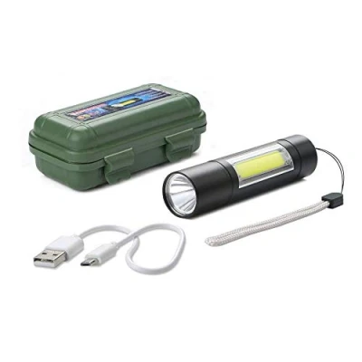 Imagen de Linterna de bolsillo led, recargable por USB, resistente al agua; luz led COB alto brillo, 2000 lm