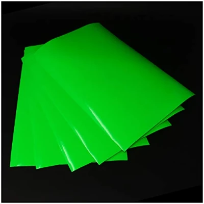 Imagen de lámina para manualidades DIN A4, autoadhesiva, plóter, (verde neón, juego de 5 unidades, A4)