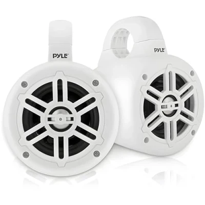 Imagen de Pyle altavoces de torre wakeboard marinos impermeables Juego subwoofer dual 4 pulgadas con salida potencia máxima 300 Kit sistema audio para barco tweeters