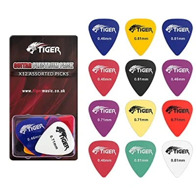 Imagen de Tiger GAC64 12 Set de púas para guitarra, Multicolor (Matte)