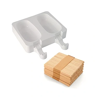 Imagen de GEL01 Kit de 2 moldes silicona para helados, forma clásica, color blanco