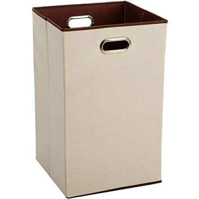 Imagen de Amazon Basics Rectangular Cesta Plegable para la Colada, Beis,Marrón