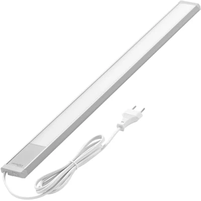 Imagen de Oktaplex Riva luz bajo armario cocina LED plano blanco cálido 57.5cm 730lm con interruptor 10.4W 230V plata