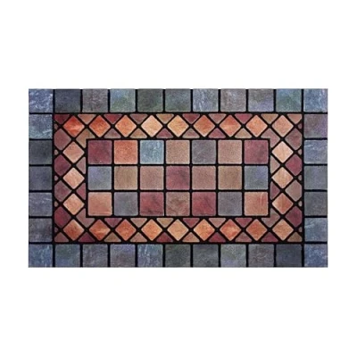 Imagen de Nicoman Elegante Felpudo de Barrera para Azulejos, ecológico, Antideslizante y Antideslizante, Interiores Exteriores, Rectangular (75 x 44 cm), Borde Azul