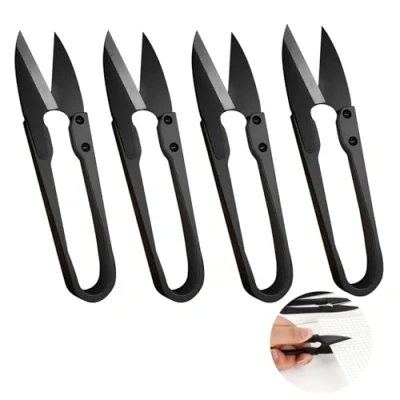 Imagen de 4 Piezas Tijeras de Coser Hilo en Forma U, Cortahilos Costura Negro, Cortador Punto Cruz Pequeñas para Bordado, Corte Tela, Pesca, Manualidades, Suministros Bricolaje