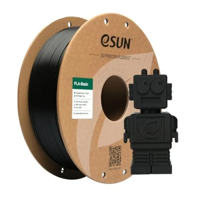 Imagen de eSUN PLA Filamento 1.75mm, Basic 3D Impresora Precisión Dimensional +/ 0.05mm, Carrete de 1KG (2.2 LBS) Rápido para Impresoras,Negro