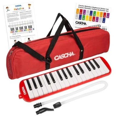 Imagen de CASCHA Melódica con estuche y boquilla, Instrumento para niños principiantes, Rojo