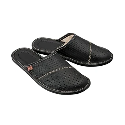 Imagen de ESTRO Zapatillas De Casa Hombre Pantuflas Piel Genuina M55 (40 EU, Negro)