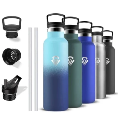 Imagen de Grsta Botella Agua Acero Inoxidable, Termica 0.75 litro, A Prueba de Fugas, Cantimplora Gym, Mantiene 24H Frio/12H Calor, sin Pajita, Termo para Senderismo, Cámping, Running, Yoga