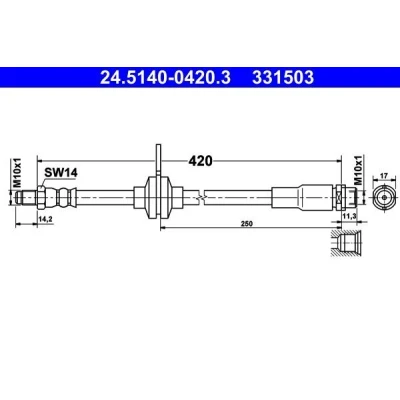 Imagen de ATE 24.5140 0420.3 Latiguillos de Freno 420 M10x1 FORD: C Max 2