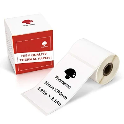 Imagen de Phomemo Etiquetas Térmicas M110 Etiqueta Autoadhesiva Multifunción,Etiquetas multiuso,1.97&quot;x 3.15&quot;(50x80mm), adecuada para la Etiquetadoras M200 M120 M220 M221, 100 etiquetas/rollo
