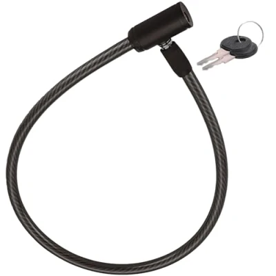 Imagen de Candado para patinete electrico reforzado de Cable 60 cm Acero Resistente con Sistema Cierre Llave Seguridad Avanzada Duradero y Facil Usar Protección Antirrobo Efectiva (Negro)