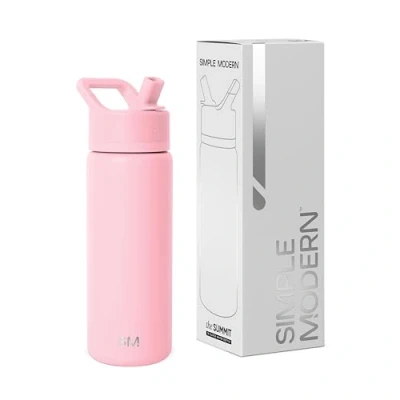 Imagen de Simple Modern Botella Agua Niños Acero Inoxidable con Pajita Térmica Aislada para Deportes Gimnasio Summit 530ml Blush
