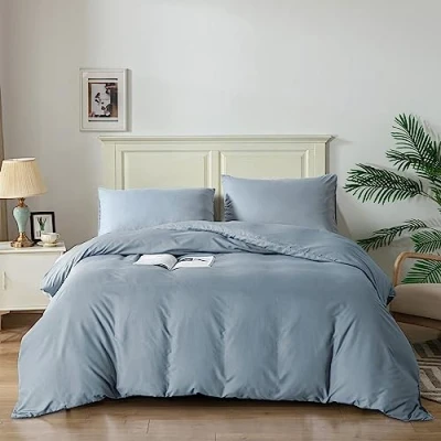 Imagen de Good Nite Juego de Funda edredón con Fundas Almohada Microfibra Suave (Azul Gris, King 230 x 200 cm)