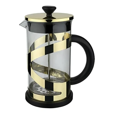 Imagen de Café Olé Classico Cafetera, acabado dorado, 350 ml, 3 tazas, cafetera de prensa francesa, mango resistente al calor, acero inoxidable, CM 03G