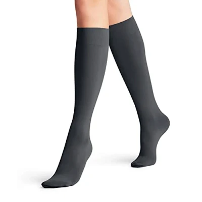 Imagen de FALKE Seidenglatt 40 DEN W KH semiopaco unicolor 1 par, Calcetines largos Mujer, Gris (Graphite 3146), 39 42