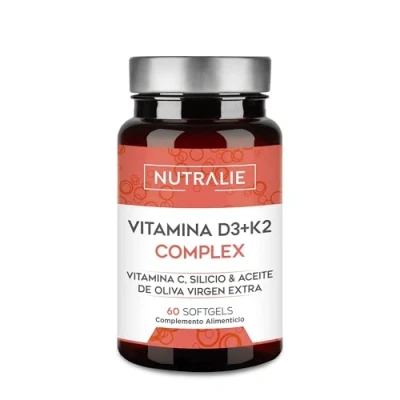 Imagen de Vitamina D3 y K2 10000 UI D Alta Dosis Sistema Inmunitario Huesos Músculos MK7 Natural con C Aceite de Oliva Virgen Extra 60 Cápsulas Veganas Nutralie