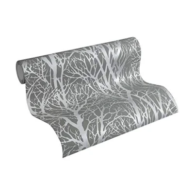 Imagen de Papel pintado Bosque New Life A.S. Création tejido no 10.05 m x 0.53 Plata Gris Fabricado en Alemania 300943 30094 3