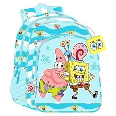 Imagen de Safta S4306513 Mochila Junior Adapt.Carro Bob Esponja Stay Positive 32X38X12Cm, Multicolor, Talla única (612291640)