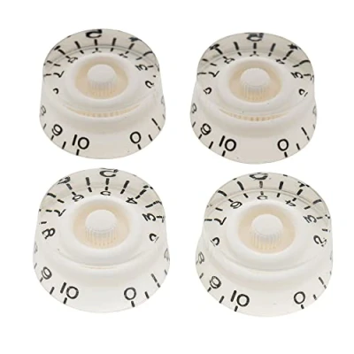 Imagen de Musiclily Pro Imperial Pulgadas Tamaño Botones de Potenciómetros Forma Cilíndrica Perillas para USA Guitarra Eléctrica Les Paul Style, Blanco (Juego 4)