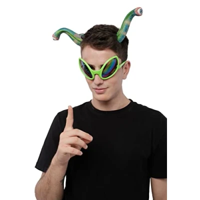 Imagen de Carnavalife Diadema de Ojos Antena Alien Invader y Gafas Verde para Adultos, 2 PCS, Talla única