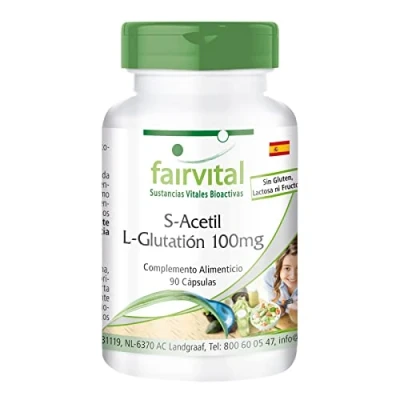 Imagen de Fairvital S Acetil L glutatión 90 cápsulas veganas forma estable de alta biodisponibilidad calidad probada y altamente dosificado Made in Germany