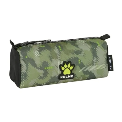 Imagen de KELME TRAVEL Portatodo con cremallera y compartimiento, Estuche Infantil, Niño, Ideal para Niños en Edad Escolar, Cómodo Versátil, Calidad Resistencia, 21x7x8 cm, Color Verde/Negro