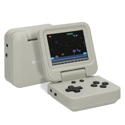 Imagen de Silvergear® Consola de Juegos Portátil Plegable Gris 240 Retro Clásicos Diseño Game Console Pantalla a Color 2,8 Pulgadas Compacta para Llevar Todas Partes