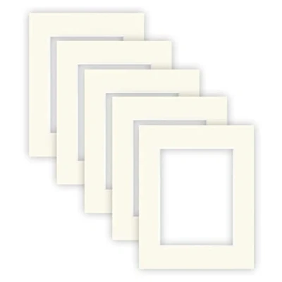 Imagen de nielsen Conservation Passepartout cartón 2,2 mm, juego de 5, tamaño exterior 24x30 cm para cuadro 15x20 cm, blanco marfil liso