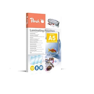 Imagen de Peach Laminating Pouches A5 Carteras de plastificarpara las plastificadoras calientes, 125 micron, 100 hojas